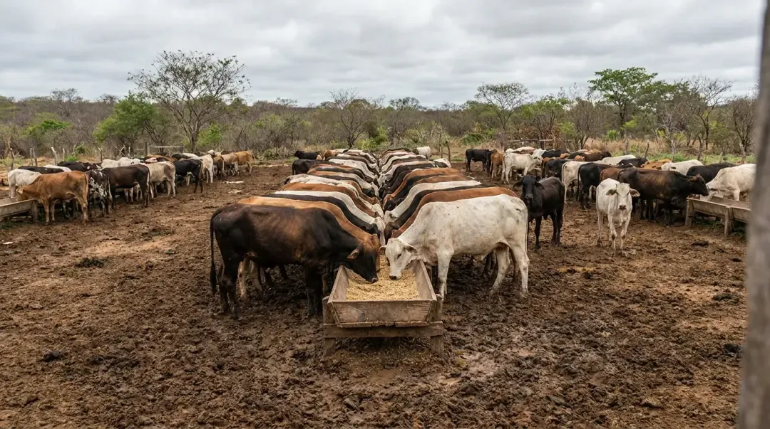 Boi de corte no cocho de confinamento e a exportacao de carne bovina em alta